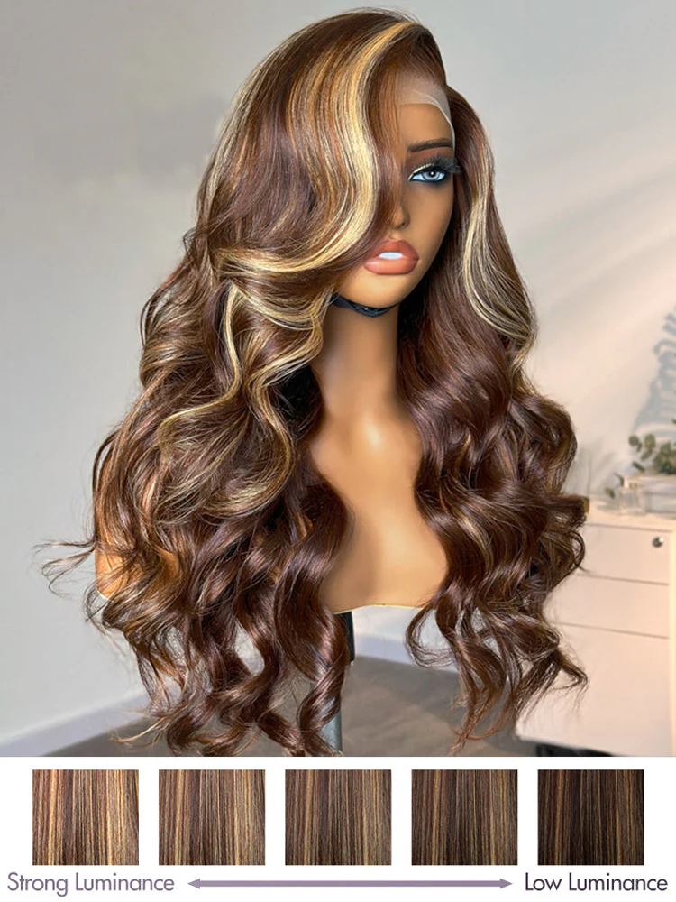 Dorsanee Brown Highlight #P4/27 Body Wave 13x4 & 5x5 HD Lace Front Closure Wigs Human Hair Frontal Wigs - Image 7