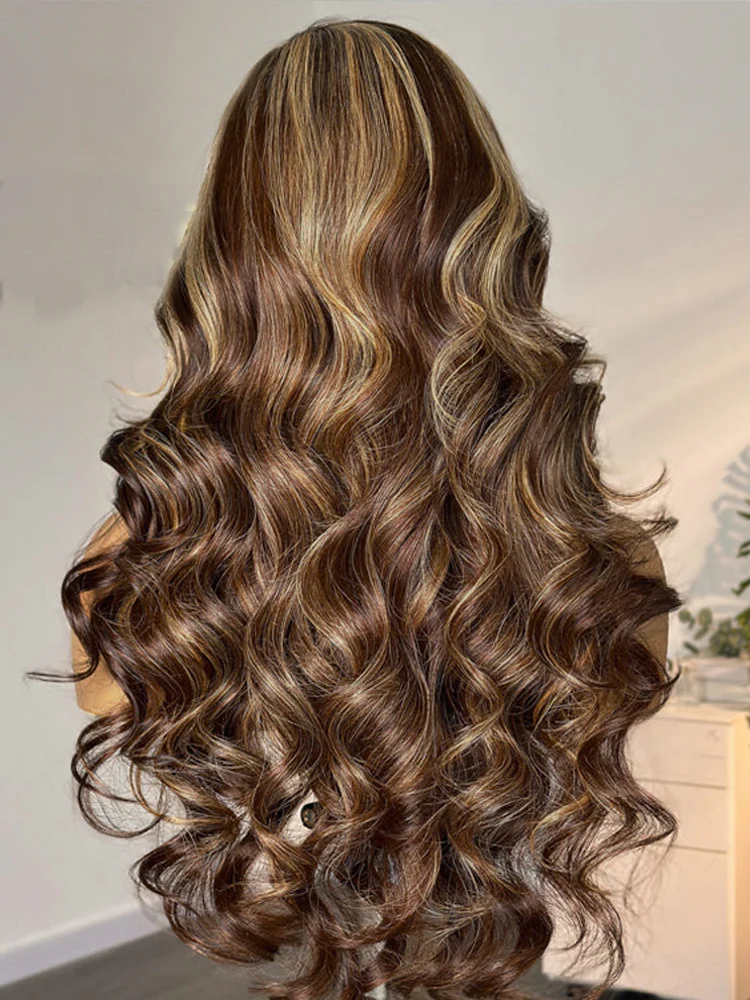 28 Inch = $199 | Dorsanee Balayage Blonde Brown Highlights 13x4 Lace Front Body Wave Hair Wigs - Image 9