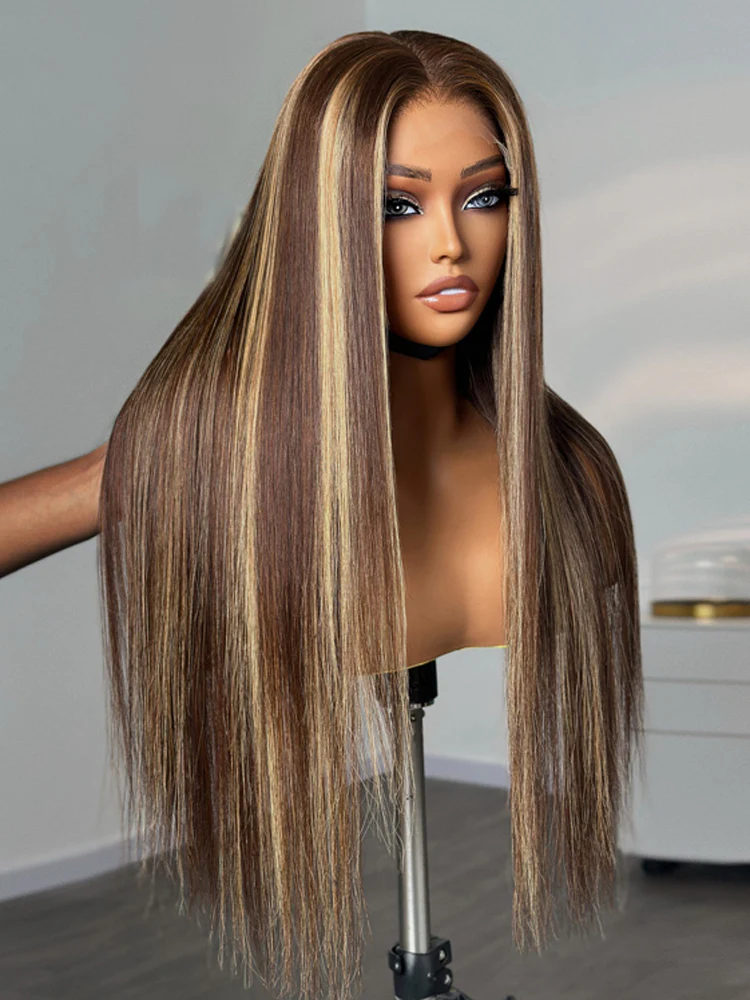 28 Inch = $199 | Dorsanee Honey Blonde Brown Highlight 13x4 Lace Front Bone Straight Virgin Human Hair Wigs - Image 7