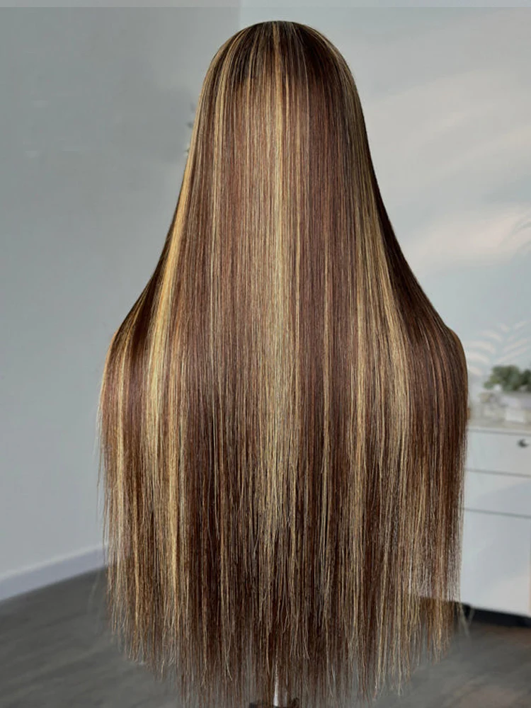 28 Inch = $199 | Dorsanee Honey Blonde Brown Highlight 13x4 Lace Front Bone Straight Virgin Human Hair Wigs - Image 8