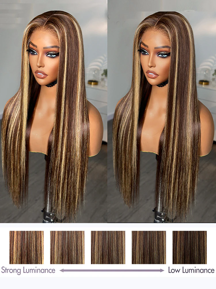Dorsanee Honey Blonde Highlight Wear & Go Glueless 13x4 Lace Front Straight Human Hair Wigs - Image 6