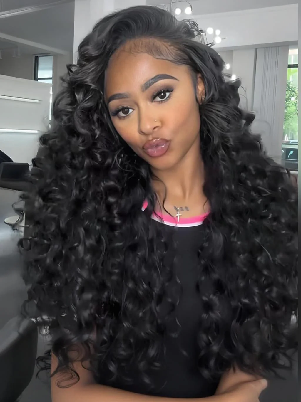 Dorsanee 250 300 Density Bouncy Wand Curls 13x4 Lace Front Virgin Human Hair Wigs - Image 2