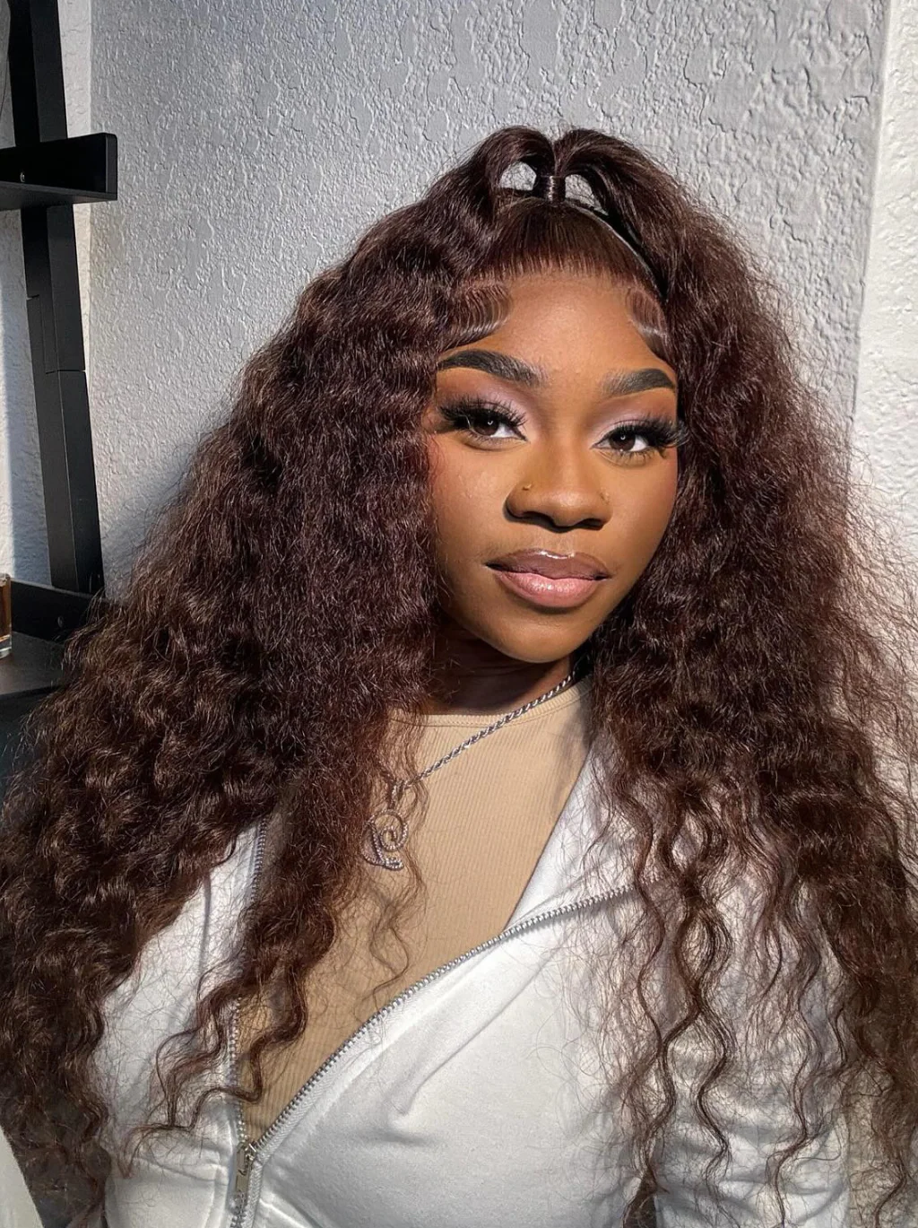 Dorsanee 250 Density Chocolate Brown Deep Wave Curly 13x4 Lace Front Human Hair Wigs - Image 5