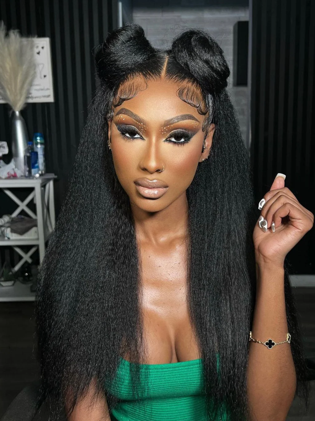 Dorsanee 360 Lace Frontal Yaki Kinky Straight Human Hair Wigs