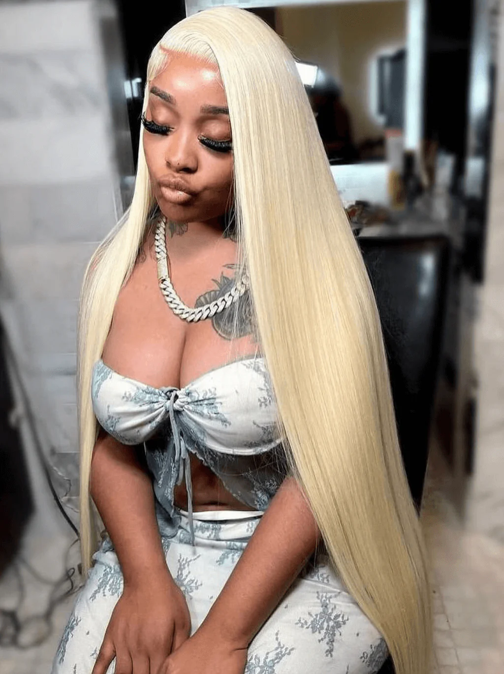 Dorsanee 613 Blonde Bone Straight 200 Density 13x4 Lace Front Hair Wig