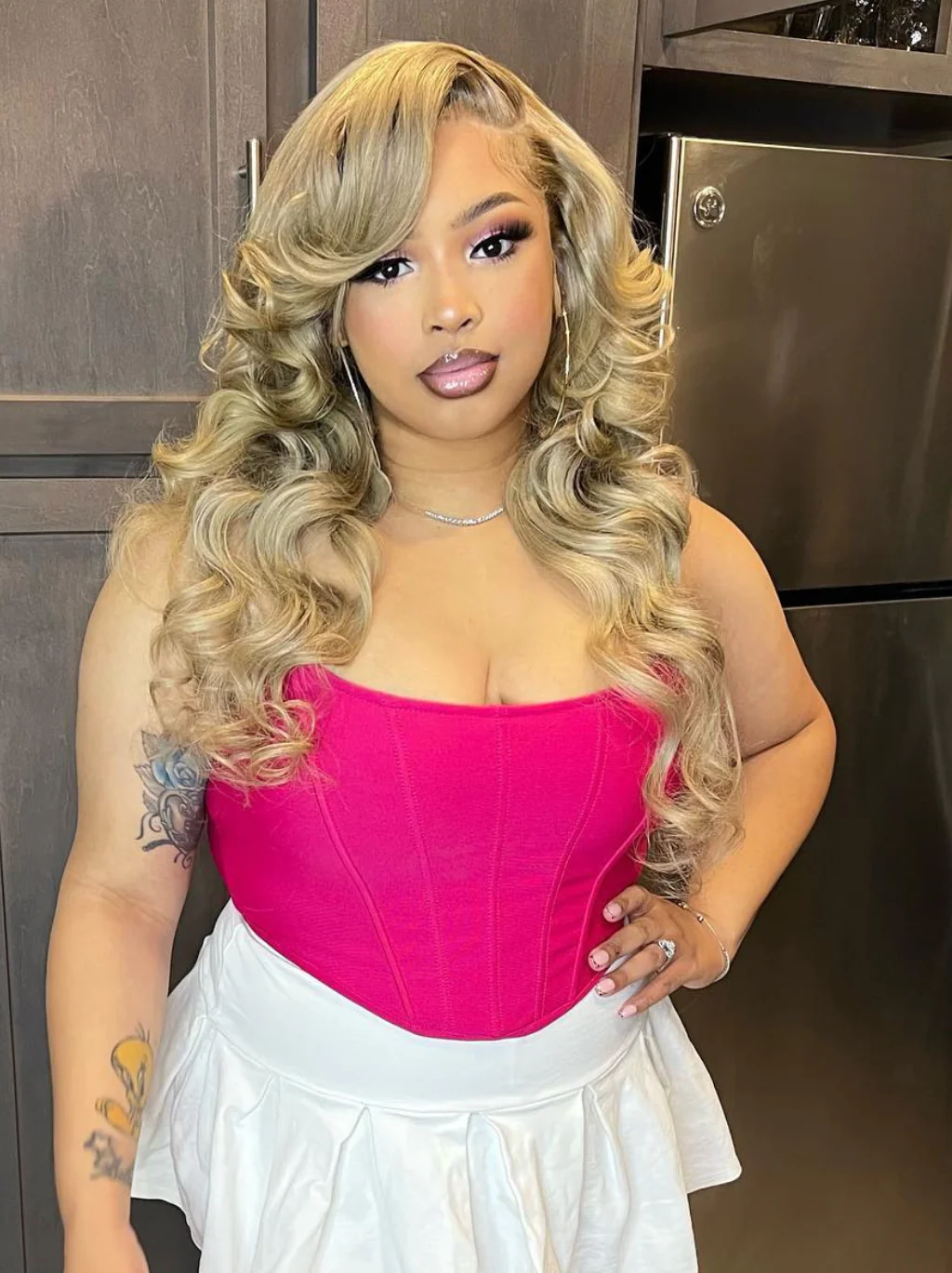 Dorsanee Ash Blonde 200 Density 13x4 Lace Front Body Wave Virgin Human Hair Wigs - Image 3