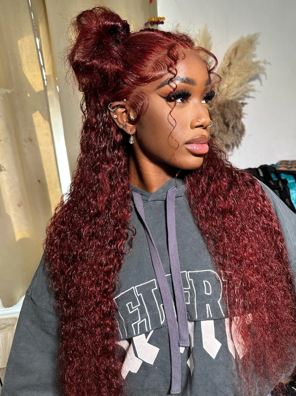 Dorsanee Auburn Reddish Brown Wet Wavy Wig 13x4 Lace Front Brownish Red Human Hair Wigs - Image 3