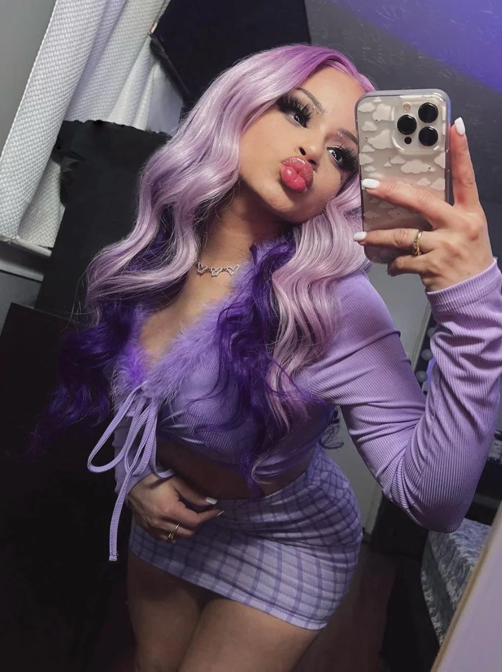 Dorsanee Light Dark Purple Two Tones Peekaboo Body Wave 13x4 Lace Front Human Hair Wigs - Image 5