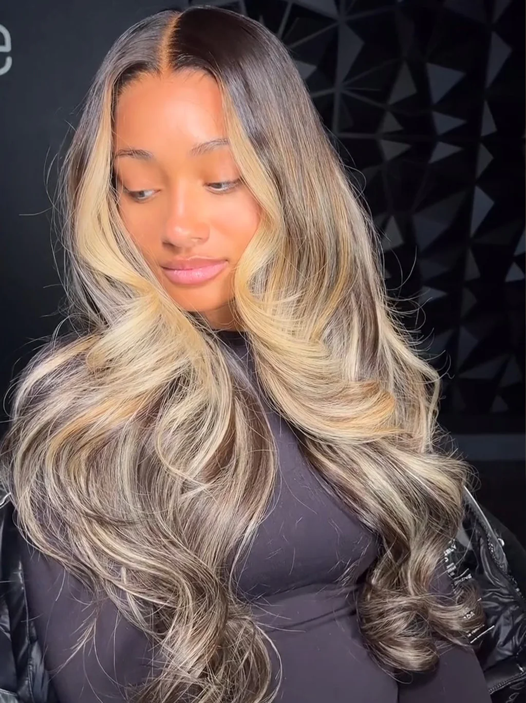 Dorsanee Black With Blonde Highlight Streaks 13x4 Lace Front Virgin Human Hair Wigs - Image 2