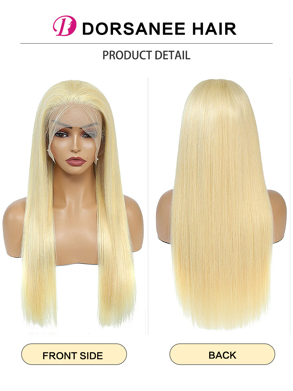 Dorsanee #613 Blonde 13x4 HD Lace Front Wig Straight Lace Frontal Brazilian Human Hair Wig - Image 8