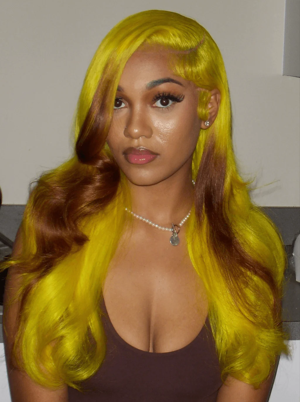 Dorsanee Bright Yellow Brown Ends 200 Density 13x4 HD Lace Front Huamn Hair Wig - Image 3
