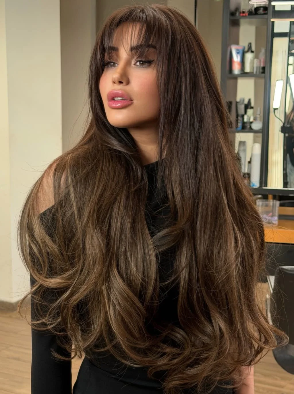 Dorsanee Caramel Brown 13x4 Lace Front Virgin Human Hair Wig With Bangs - Image 2