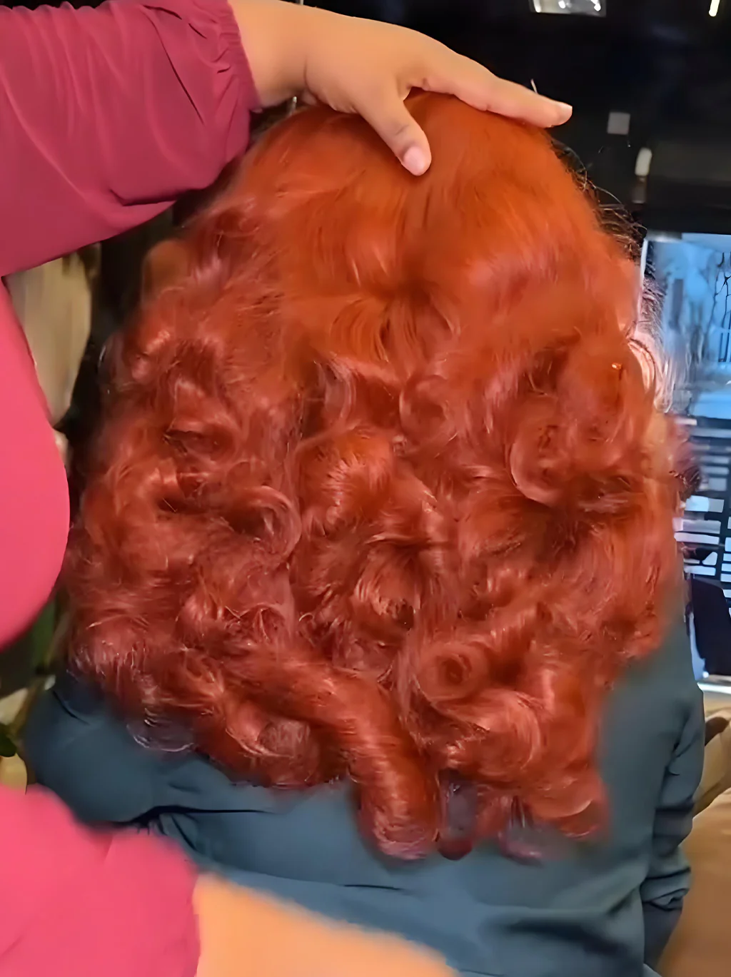 Dorsanee Copper Orange Red Fluffy Wavy 13x4 Lace Front Human Hair Wigs - Image 2
