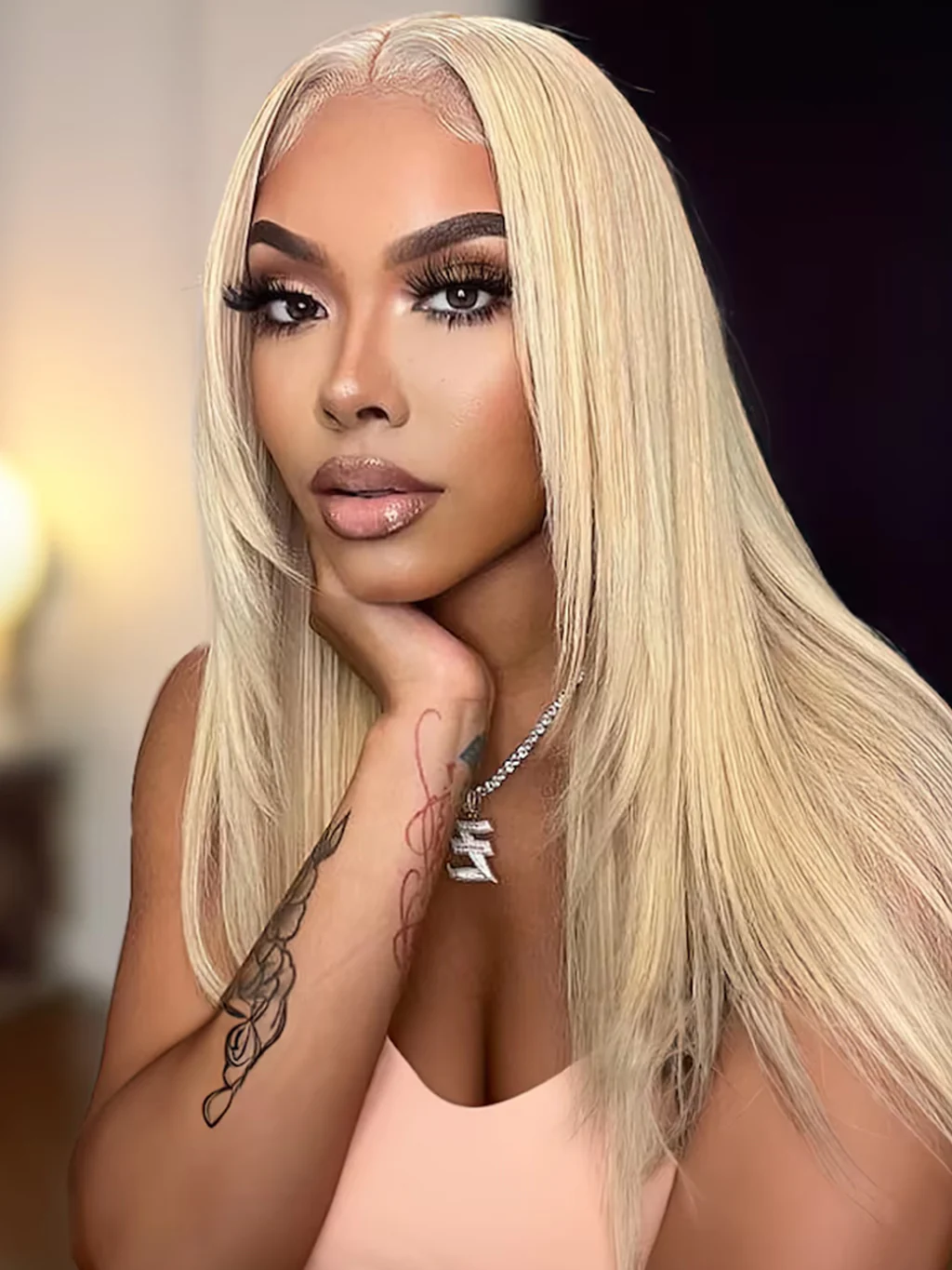 Dorsanee Butterfly Layer Cut 613 Honey Blonde 13x4 Lace Front Straight Human Hair Wigs - Image 3