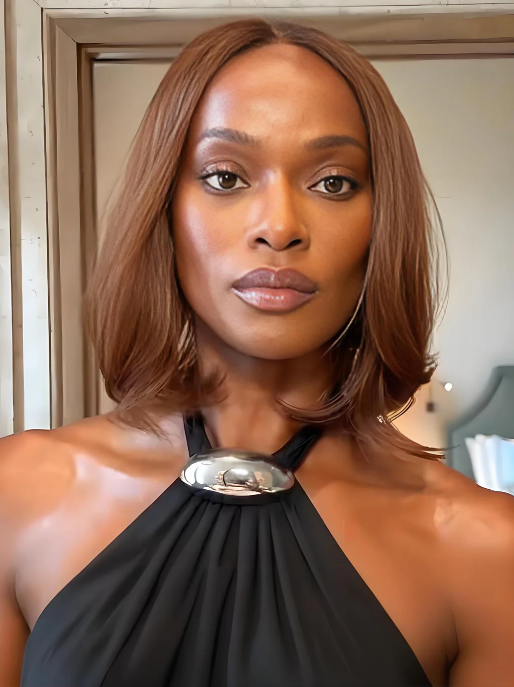 Dorsanee Elegant Caramel Brown Short Bob Straight 13x4 Lace Front Virgin Human Hair Wigs - Image 2