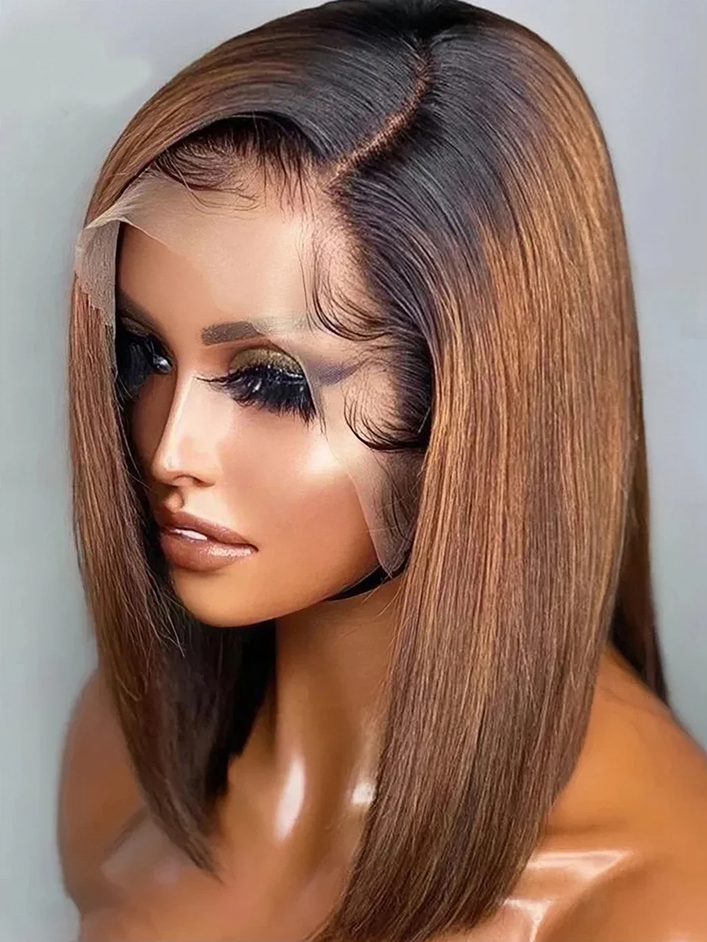 Dorsanee Ombre 1B/30 Natural Black Dark Brown Wig 4x4 13x4 Lace Front Human Hair Wigs Short Bob Wig - Image 8