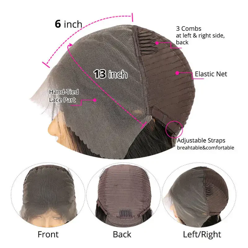 Dorsanee 250 Density  13x6 Kinky Straight Transparent Lace Front Wig 100% Virgin Human Hair Wig - Image 11