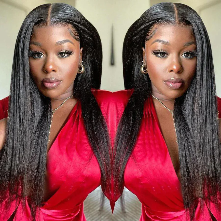 Dorsanee 250 Density  13x6 Kinky Straight Transparent Lace Front Wig 100% Virgin Human Hair Wig - Image 4