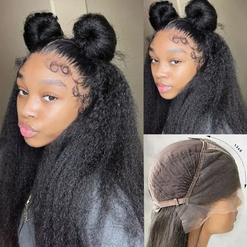 Dorsanee 250 Density  13x6 Kinky Straight Transparent Lace Front Wig 100% Virgin Human Hair Wig - Image 6