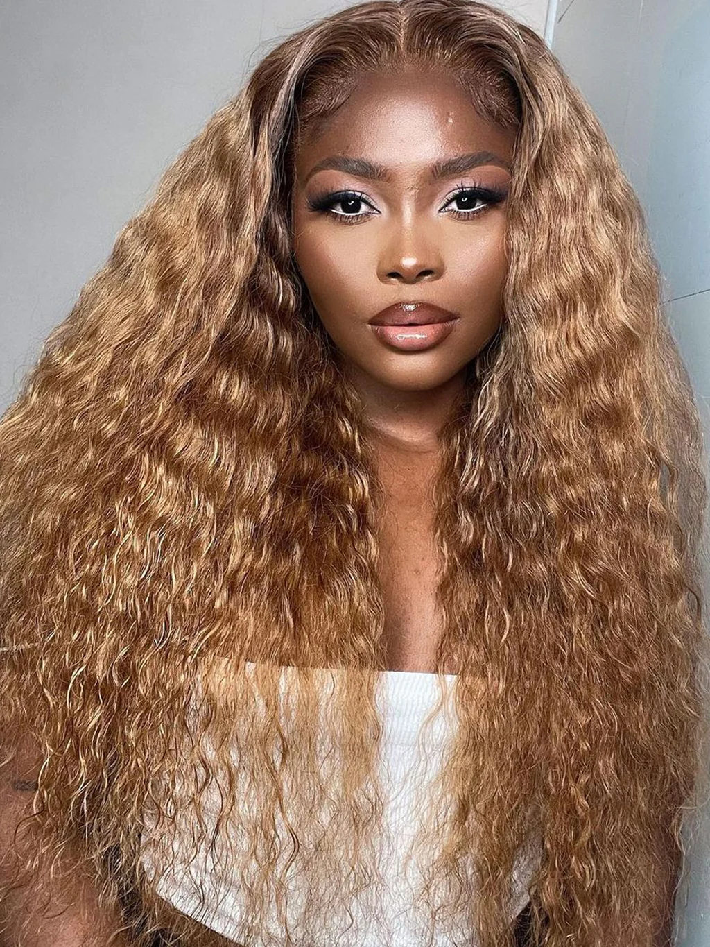 Dorsanee 250 Density Honey Blonde #27 Water Wave 13x4 Lace Front Virgin Human Hair Wig - Image 6