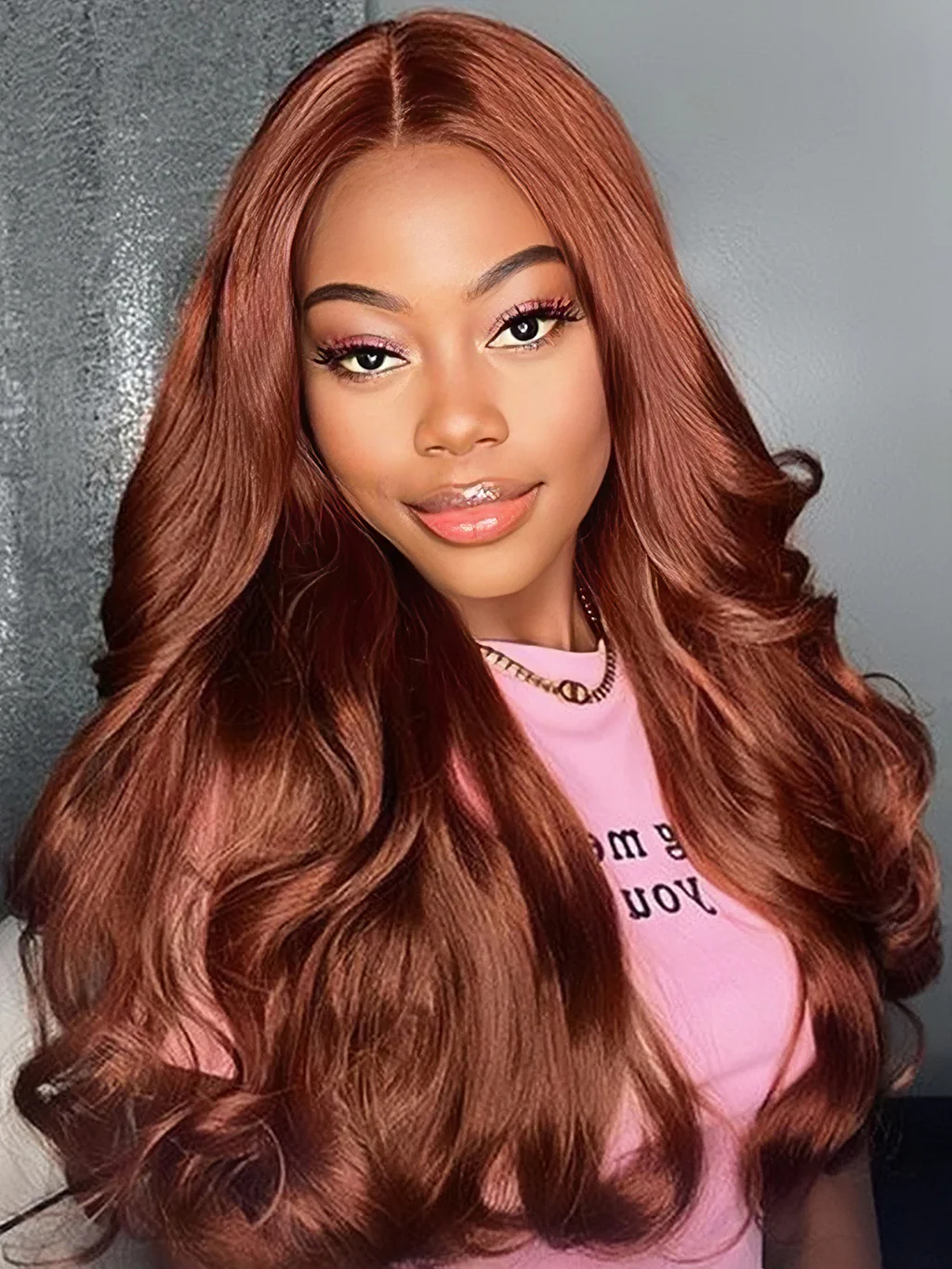 Dorsanee Chocolate Reddish Brown #33 Auburn Color Body Wave 5x5 13x4 Lace Front Human Hair Wigs - Image 3