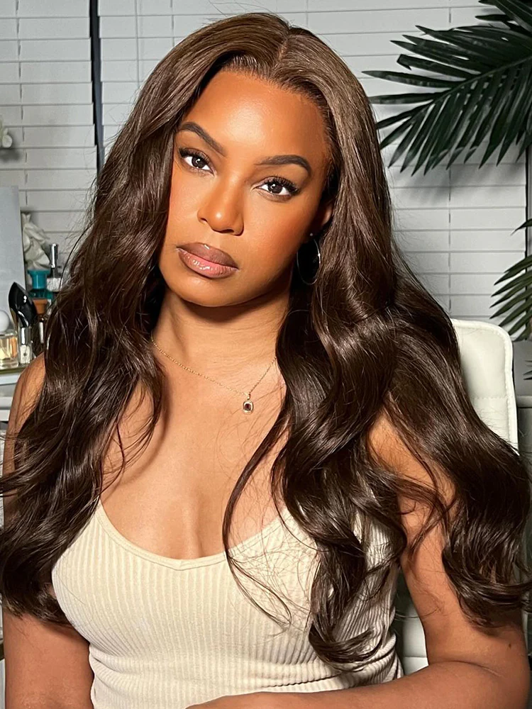 Dorsanee 250 Density Brown #4 Colored Body Wave 13x4/5x5 HD Lace Front Virgin Human Hair Wig - Image 4