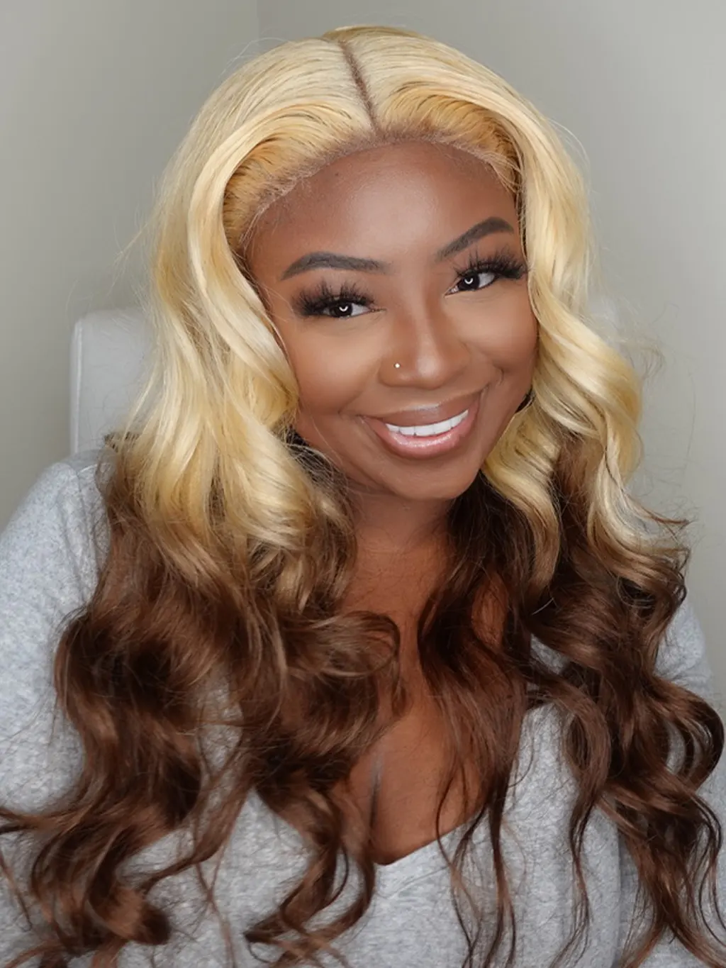 Dorsanee #613 Blonde Brown Ombre Body Wave 13x4 Lace Frontal Human Hair Wigs - Image 6