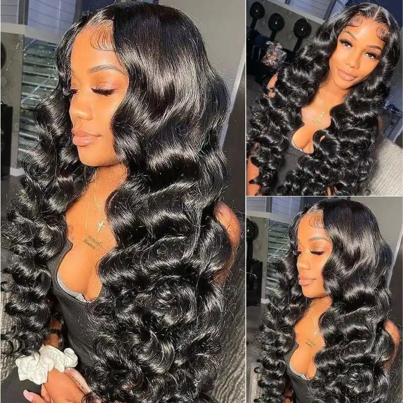 Dorsanee 250 Density Wand Curls Loose Deep Wave 13x6 Lace Front Human Hair Wigs - Image 3