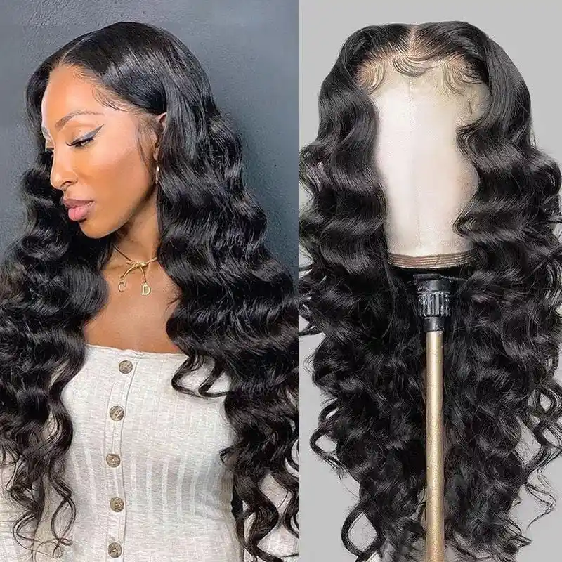 Dorsanee 250 Density Wand Curls Loose Deep Wave 13x6 Lace Front Human Hair Wigs - Image 6