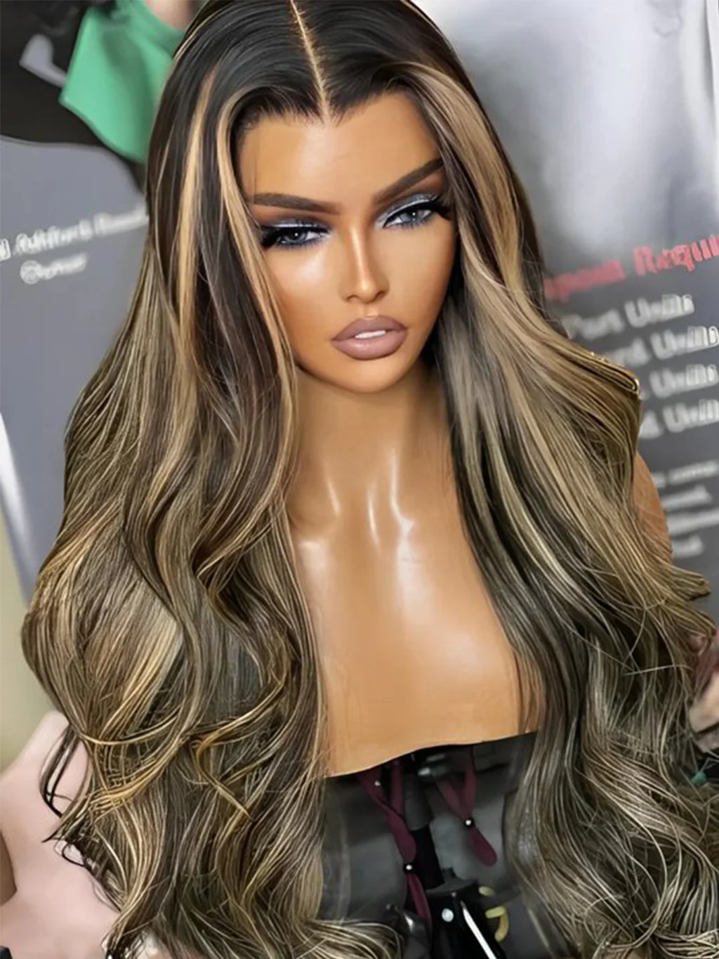 Dorsanee P1B/27 Honey Blonde Highlight 250 Density Body Wave 13x4 HD Lace Frontal Human Hair Wig - Image 5