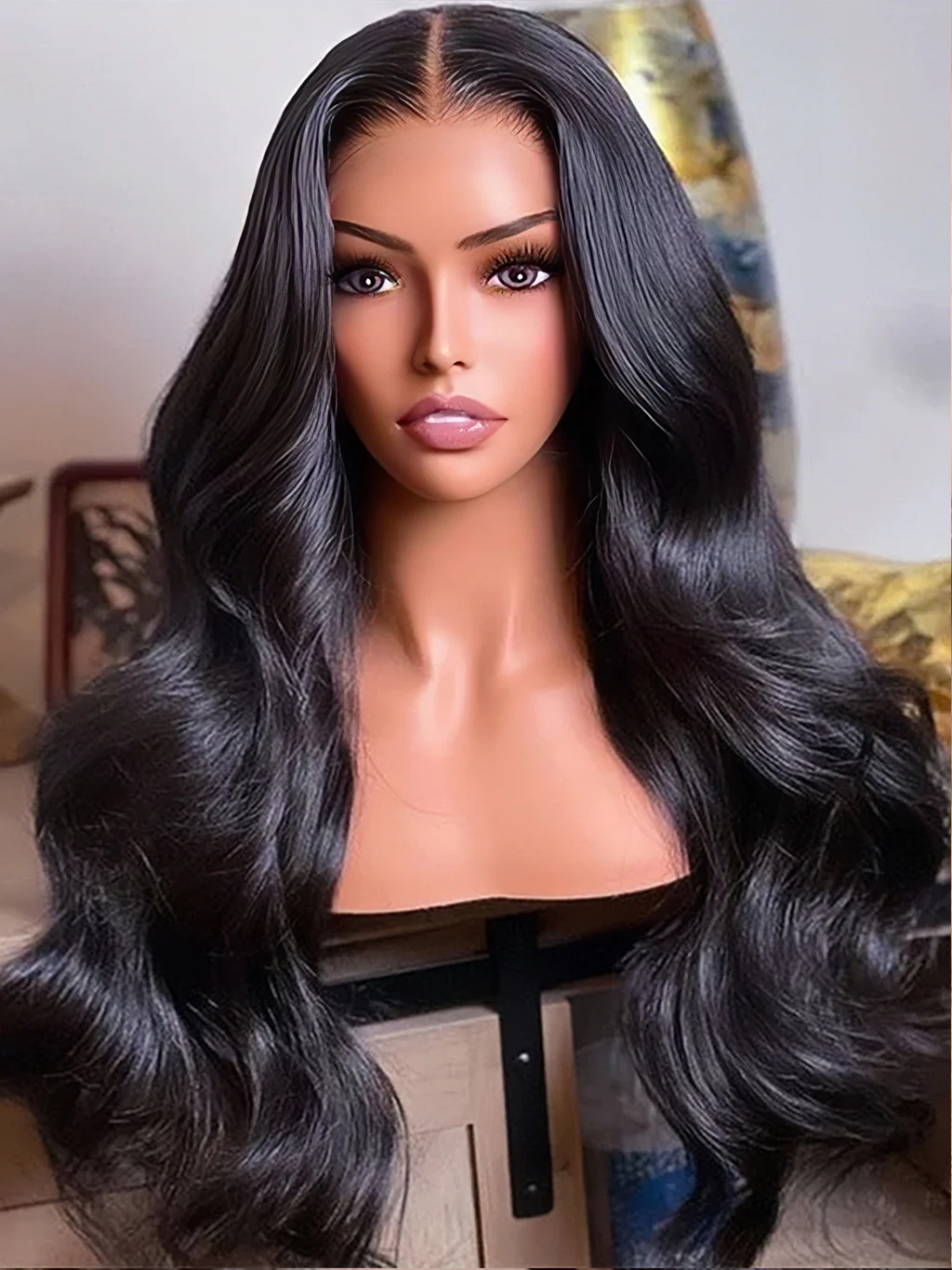 Dorsanee Body Wave 4x4 Lace Closure Human Hair Wigs Natural Black Color 250% Density - Image 5