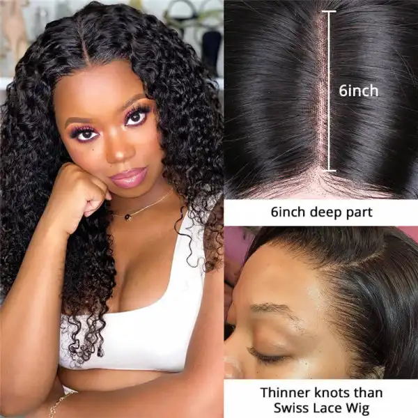 Dorsanee 250 Density Pre-plucked 6*6 Lace Closure Deep Wave Curly Human Hair Wig - Image 5