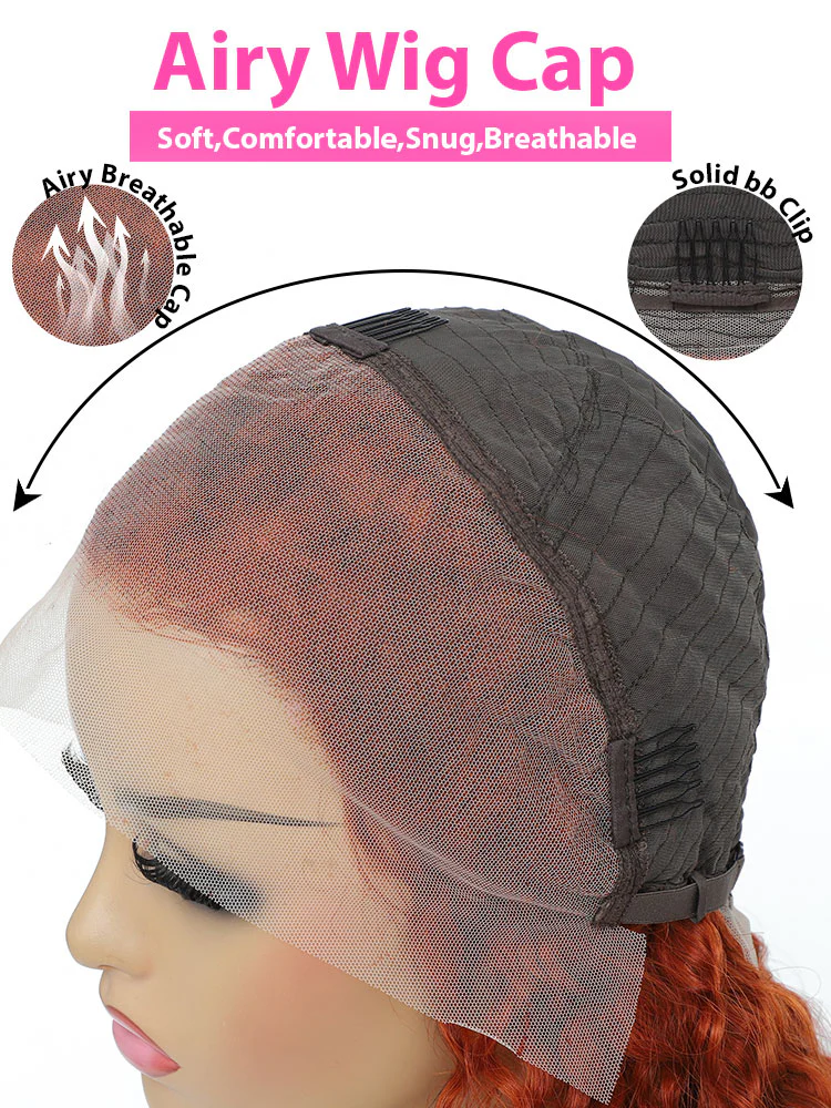 Dorsanee 250 Density Ginger Orange Body Wave 13x4 Lace Front Human Hair Wigs - Image 5