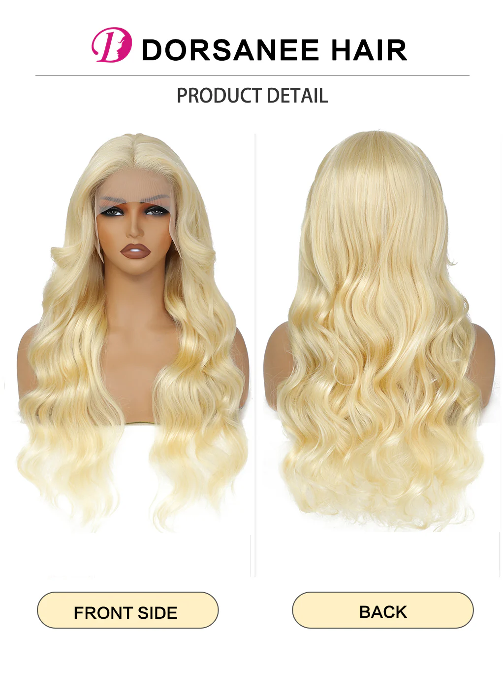 Dorsanee 613 Blonde 200 Density 13x4 HD Lace Front Body Wave Human Hair Wigs - Image 7