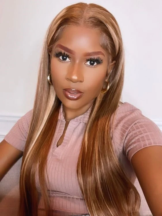 Dorsanee Honey Blonde Brown Highlight Wear Go Glueless 6x4 Lace Closure Human Hair Wigs - Image 10