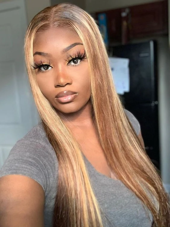 Dorsanee Honey Blonde Brown Highlight Wear Go Glueless 6x4 Lace Closure Human Hair Wigs - Image 8