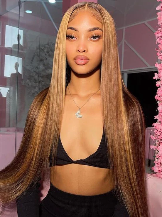 Dorsanee Honey Blonde Highlight Wear & Go Glueless 13x4 Lace Front Straight Human Hair Wigs - Image 7