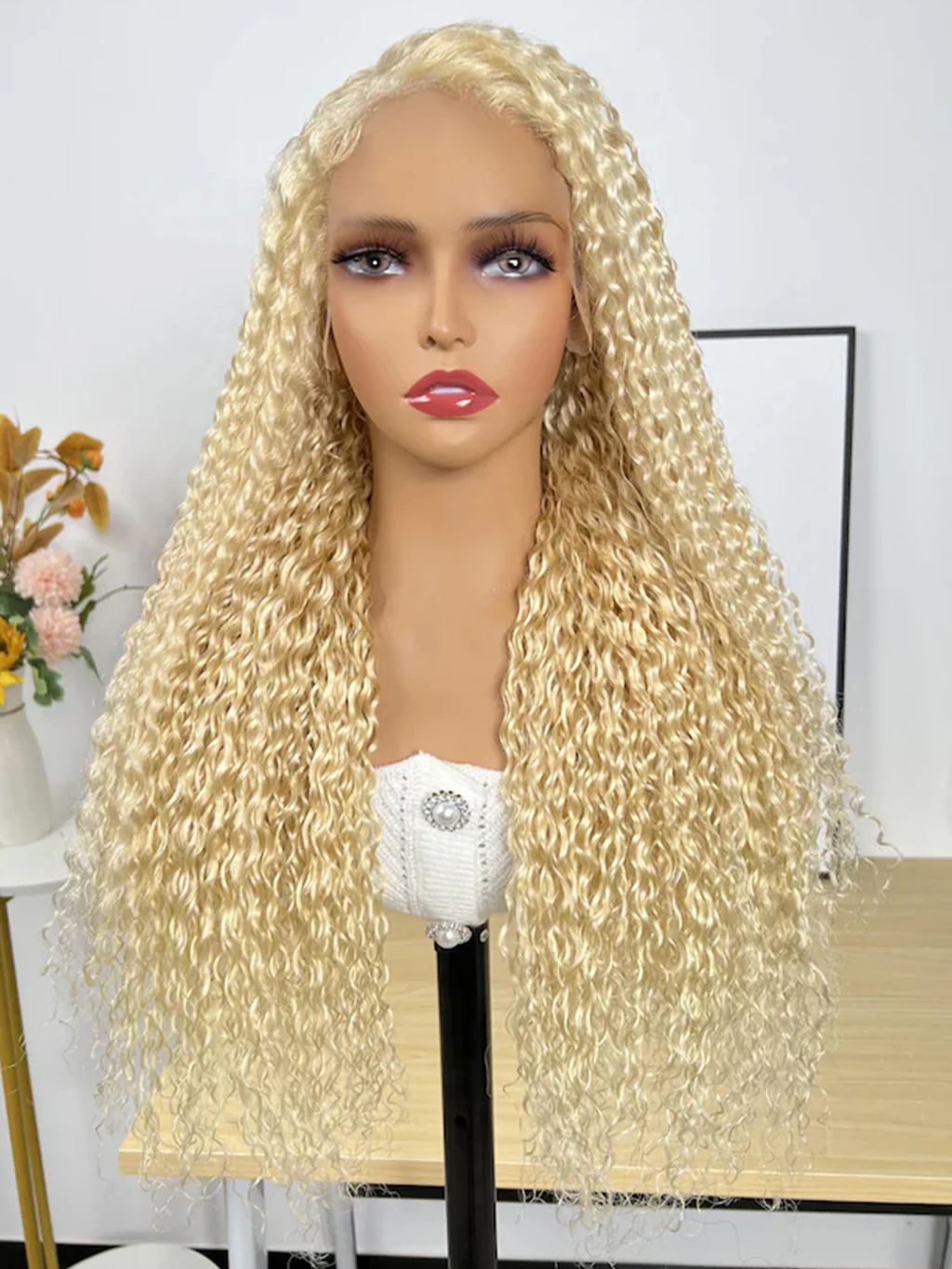 Dorsanee 613 Blonde Jerry Curly 13x4 HD Lace Front Wig Human Hair Wigs 200% Density - Image 6