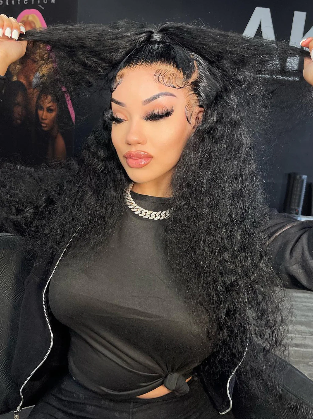 Dorsanee 250 Density Kinky Curly Hair 5x5 Lace Closure Virgin Human Hair Wigs - Image 3