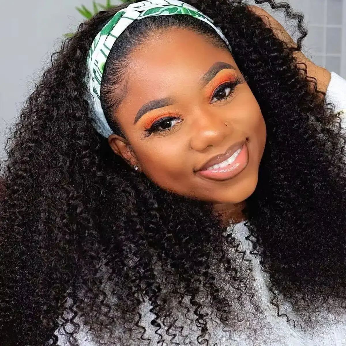 Dorsanee Headband Pre Style Jerry Kinky Curly Virgin Human Hair Wigs - Image 5