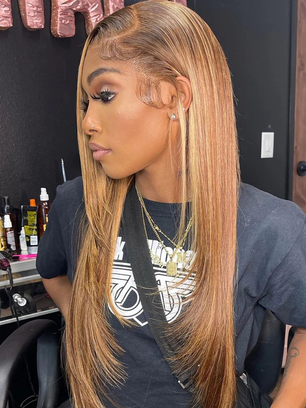 Dorsanee Hair Layered Cut 4/27 Highlight 13x4 Lace Frontal Wig Straight Human Hair Wigs - Image 5