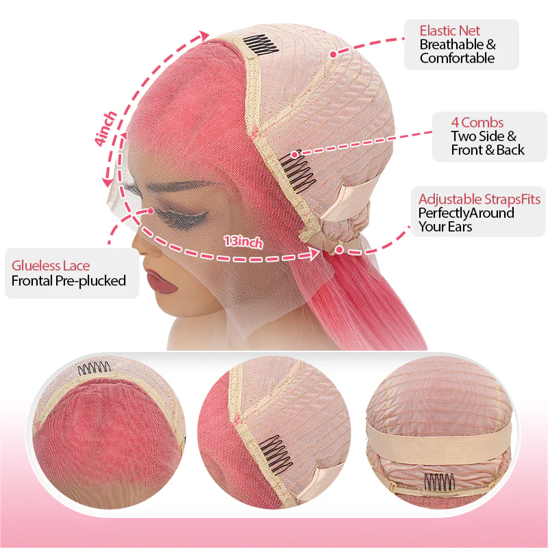 Dorsanee Pink 200% Density 13x4 Lace Front Body Wave Human Hair Wig - Image 9
