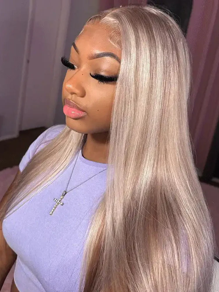 Dorsanee Blonde Light Brown Highlight P18/613 13x4 HD Lace Frontal Straight/Body Wave Virgin Human Hair Wigs - Image 4