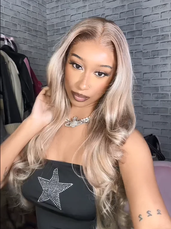 Dorsanee Blonde Light Brown Highlight P18/613 13x4 HD Lace Frontal Straight/Body Wave Virgin Human Hair Wigs - Image 5