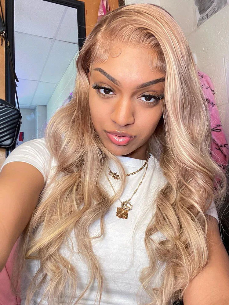 Dorsanee Blonde Light Brown Highlight P18/613 13x4 HD Lace Frontal Straight/Body Wave Virgin Human Hair Wigs - Image 7