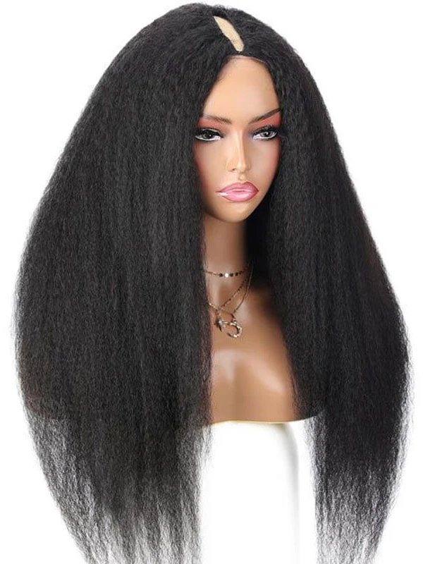 Dorsanee No Lace No Glue V Part 100% Virgin Human Hair No Leave Out Kinky Straight Wigs - Image 4