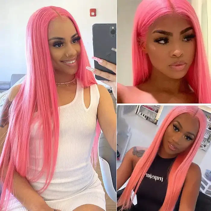 Dorsanee Pink 200% Density 13x4 Lace Front Bone Straight Human Hair Weave Wig - Image 3