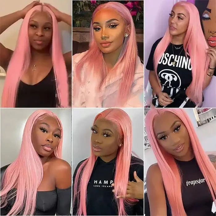 Dorsanee Pink 200% Density 13x4 Lace Front Bone Straight Human Hair Weave Wig - Image 4