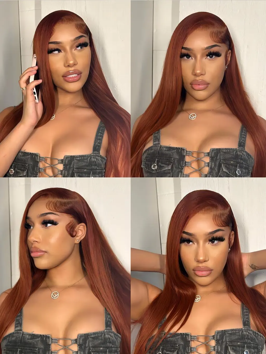 Dorsanee Chocolate Reddish Brown 13x4/5x5 Lace Frontal Straight Human Hair Wigs - Image 4