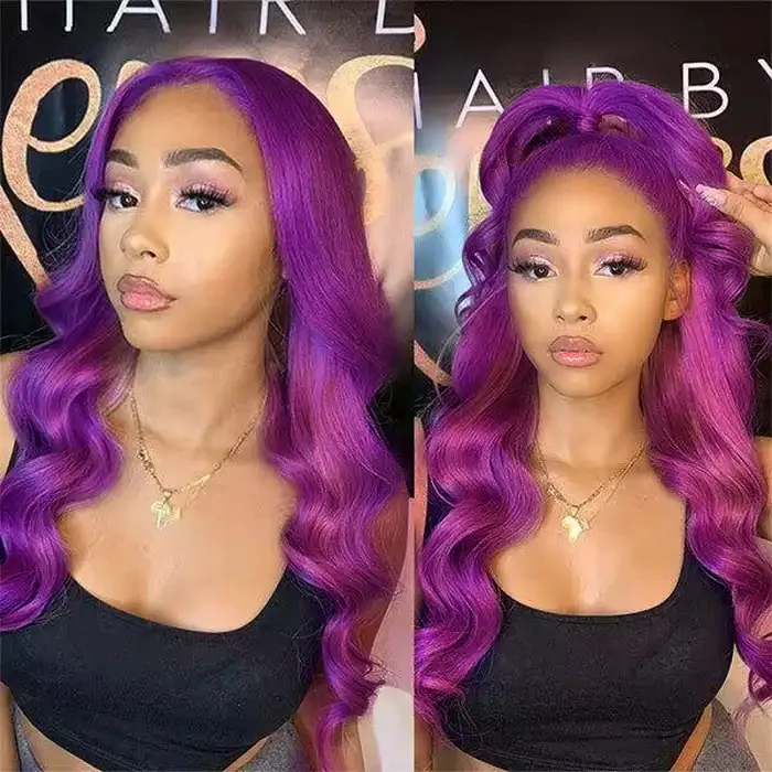 Dorsanee Purple 200% Density 13x4 Lace Front Body Wave Human Hair Wig - Image 4
